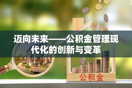 茄子河迈向未来——公积金管理现代化的创新与变革