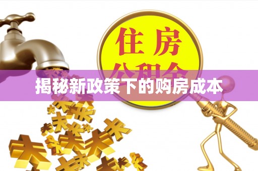茄子河揭秘新政策下的购房成本