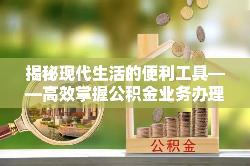 茄子河揭秘现代生活的便利工具——高效掌握公积金业务办理流程的关键步骤